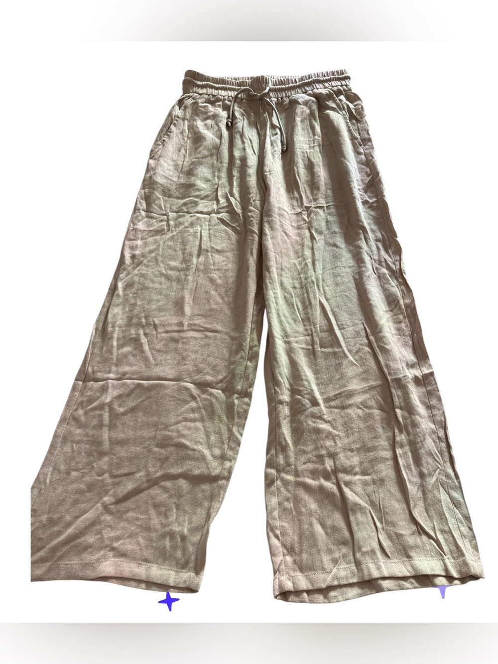 HALARA Cream Wide-Leg Drawstring Sweatpants